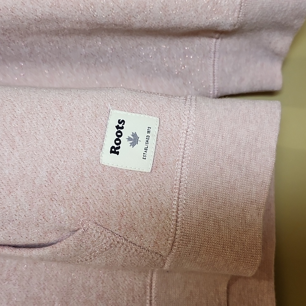 New  Roots Light Pink Sparkle Hoodie with Zip - Picture 7 of 8